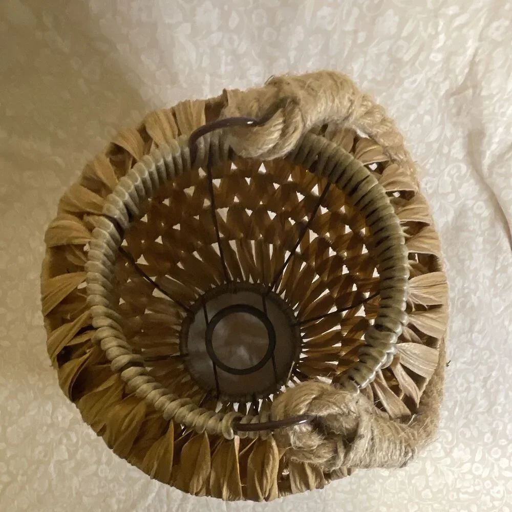 Basket with Jute Handle and Wire Frame for Home Decor Or Lamp